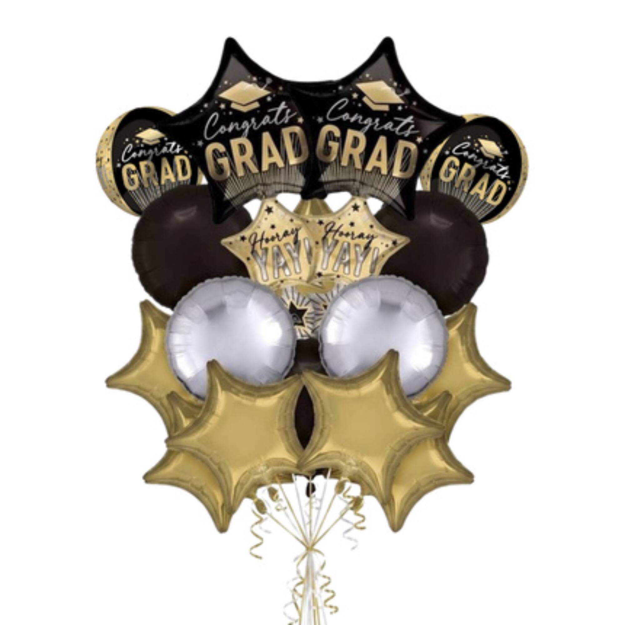 Graduation Stripes on Stripes Foil Balloon Bundle